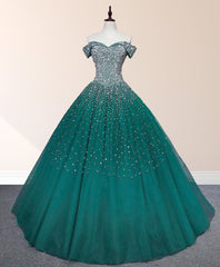 Emerald Green Paillon Prom Kleider Perlen Quinceanera Kleider