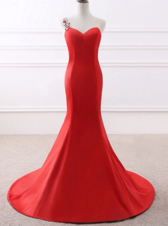 Evening Dresses Red Elegant Floor-length Party Prom Dress With Bow