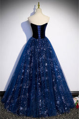 Fantasy Blue Ballgown Tulle Prom Dresses with Bling