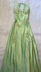 Fashion Mint Green Spaghetti Straps Lace Beaded Prom Dresses Evening Party Gown