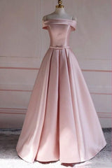 Off Shoulder Satin Elegant Long Prom Dresses,Simple New Style Formal Gown