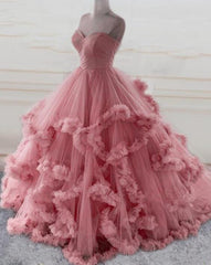 Vintage Ball Gown Pink Prom Dresses For Women