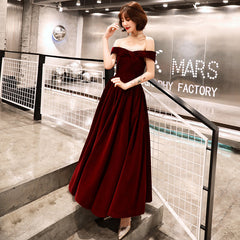 Burgundy velvet tea length prom Dresses party Dresses