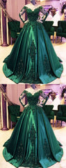 Dark Green Ball Gown Emerald Green Prom Dresses, Ball Gown Wedding Dresses