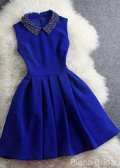 Blue Dresses With Beaded Collar