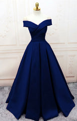 OFF THE SHOULDER NAVY LONG Prom Dresses