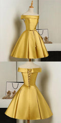 Gold Bridesmaid Dresses, Short Bridesmaid Dresses, Elegant Party Dresses, Short Homecoming Dresses, Short Prom Dresses