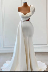 Glorious One Shoulder Sleeveless Sweetheart A-line Bridal Dresses With Beads