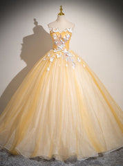 Gold Tulle Sequins Butterfly Quinceanera Dresses