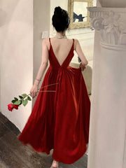 Gorgeous A Line Spaghetti Straps Red Ankle Length Evening Dresses Prom Dresses Birthday Outfits