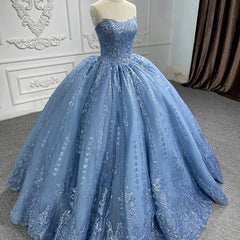 Wunderschöne blaue ärmellose trägerloser Ballkleid Quinceanera Kleider