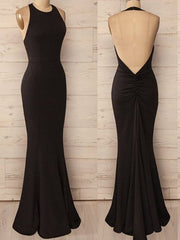 Gorgeous Mermaid Halter Sleeveless Floor-Length Spandex Prom Dresses