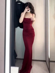 Gorgeous Mermaid Spaghetti Straps Burgundy Evening Dresses Prom Dresses Birthday Outfits