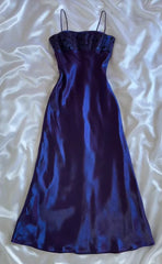 Gorgeous Purple Satin A Line Long Prom Dresses Formal Evening Dresses