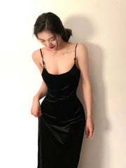 Gorgeous Sheath Spaghetti Straps Black Evening Dresses Prom Dresses Birthday Outfits