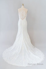 Graceful Illusion Appliques Mermaid Wedding Dress