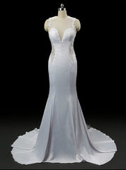 Graceful Sweetheart Wedding Dresses Satin With Appliques Mermaid