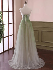 Gradient Light Green Beaded Tulle A-line Party Dresses Long Junior Prom Dresses prom Dresses shops