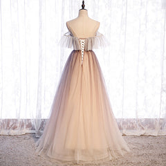 Gradient Tulle with Straps Sweetheart Party Dresses, A-line Tulle Evening Dresses Prom Dresses