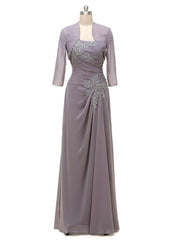 Grey One Shoulder Chiffon With Jacket Mother Of The Bride Dresses