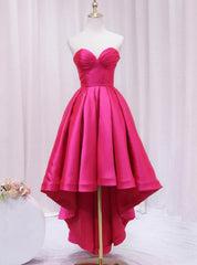 Hot Pink  Satin Strapless Prom Dresses