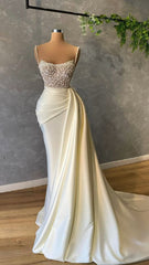 Ivory prom Dresses with pearl Prom Dresses Formal Evening Dresses