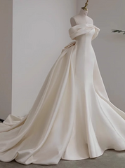 Ivory Satin Strapless Beading Wedding Dresses