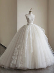 Light Champagne Ball Gown Tulle Sweetheart Long Prom Dresses, Beautiful Formal Dresses Sweet 16 Dresses