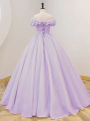 Lavender A-Line Off Shoulder Long Prom Dresses Purple Dresses