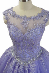 Lavender Ball Gown Quinceanera Dresses Lace Appliqued Dresses