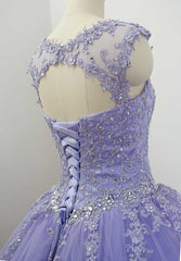 Lavender Ball Gown Quinceanera Dresses Lace Appliqued Dresses