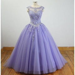 Lavender Ball Gown Quinceanera Dresses Lace Appliqued Dresses