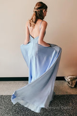 Light Blue Satin A-Line Prom Dress