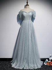 Light Blue Sequins Off the Shoulder Prom Dress