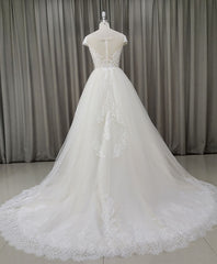 Light Champagne Tulle Lace Long Wedding Dresses Lace Bridal Dresses