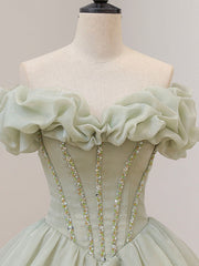 Light Green Ball Gown Beaded Sweet 16 Dresses Green Prom Dresses Formal Dresses prom Dresses shops