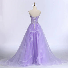 Light Purple Tulle Sweetheart Long Party Dresses A-line Tulle Formal Dresses prom Dresses shops