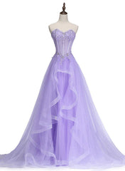 Light Purple Tulle Sweetheart Long Party Dresses A-line Tulle Formal Dresses prom Dresses shops