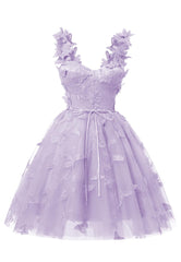 Lilas 3d papillon en dentelle applique en tulle