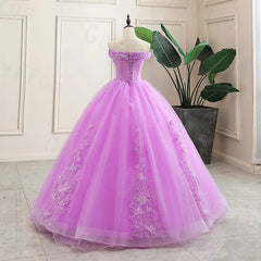 Lilac Off the Shoulder Quinceanera Dresses Ball Gown with Appliqued