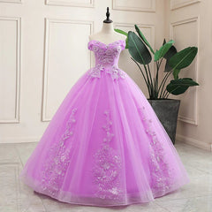 Lilac Off the Shoulder Quinceanera Dresses Ball Gown with Appliqued