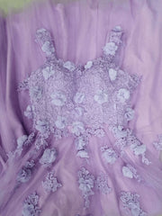 Lilac Sweetheart 3D Flowers Lace Applique Prom Dresses Tulle Evening Dresses prom Dresses shops