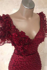 Long Evening dress burgundy with sleeves