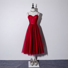 Lovely Dark Red Sweetheart Tulle Prom Dresses, Wine Red Evening Dresses Homecoming Dresses