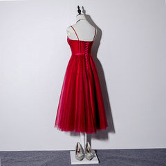 Lovely Dark Red Sweetheart Tulle Prom Dresses, Wine Red Evening Dresses Homecoming Dresses