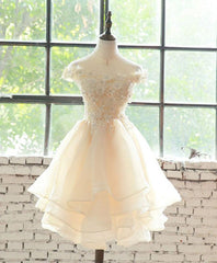 Lovely Flowers Organza Layers Short Party Dresses, Cute Homecoming Dresses Prom Dresses