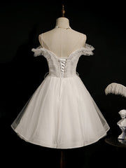 Lovely Ivory Sweetheart Beaded Tullle Homecoming Dresses Party Dresses, Short Prom Dressess