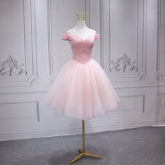 Schönes rosa Off -Schulterstil -Prinzessin Tulle Heimkehrkleid, rosa Prom -Kleiderpartykleid