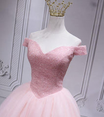 Schönes rosa Off -Schulterstil -Prinzessin Tulle Heimkehrkleid, rosa Prom -Kleiderpartykleid