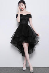 Lovely Simple Black High Low New Homecoming Dresses , Party Dresses